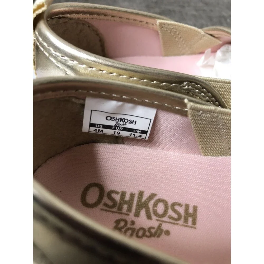 Osh Kosh B Gosh Girls Shoes Size 4 Toddlers Gold Shiny Belle Slip On Casual